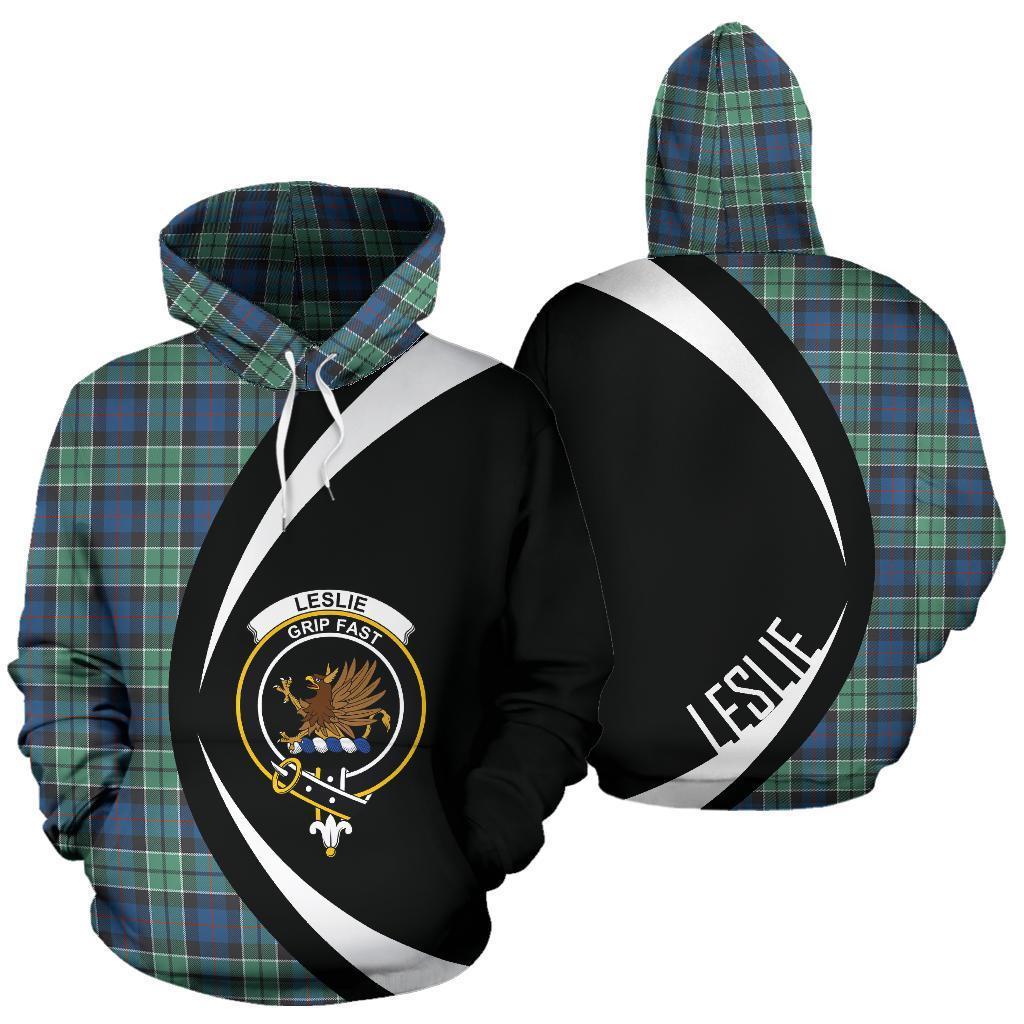 Printivon Leslie Hunting Ancient Tartan Crest Hoodie Circle Style