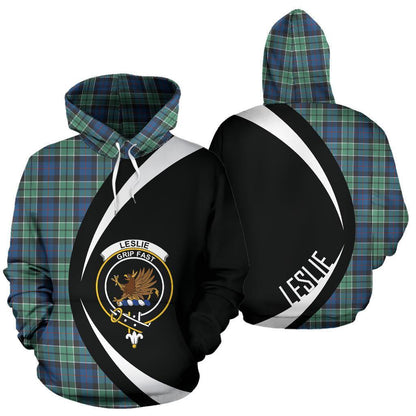 Printivon Leslie Hunting Ancient Tartan Crest Hoodie Circle Style