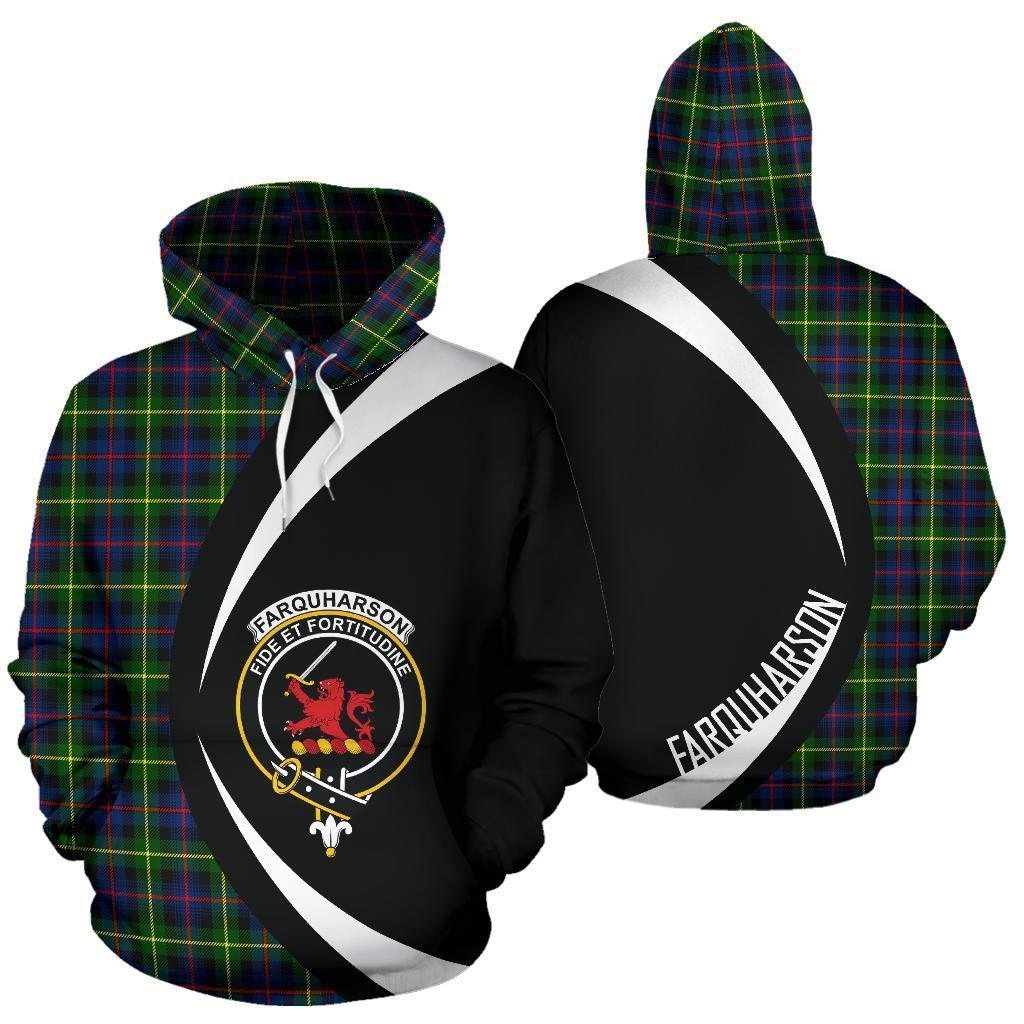 Printivon Farquharson Modern Tartan Crest Hoodie Circle Style