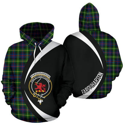 Printivon Farquharson Modern Tartan Crest Hoodie Circle Style