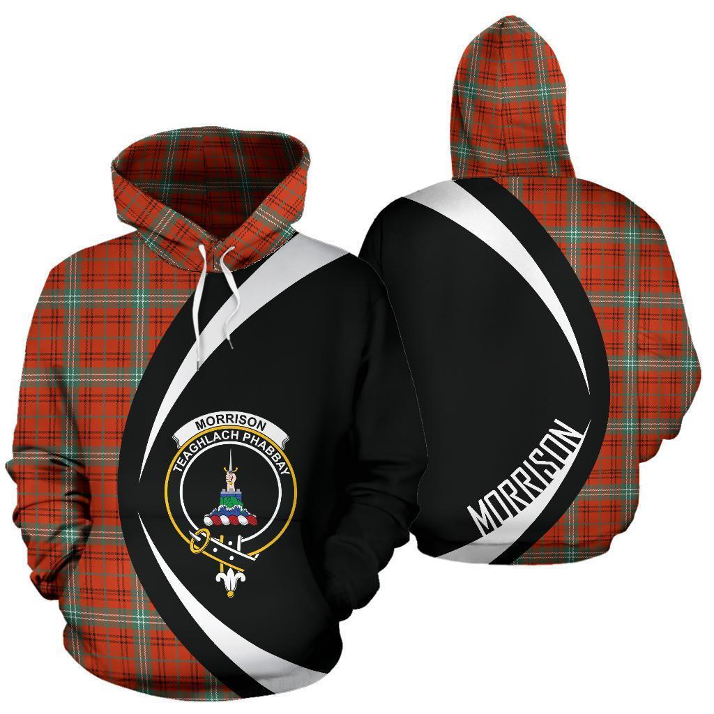 Printivon Morrison Red Ancient Tartan Crest Hoodie Circle Style