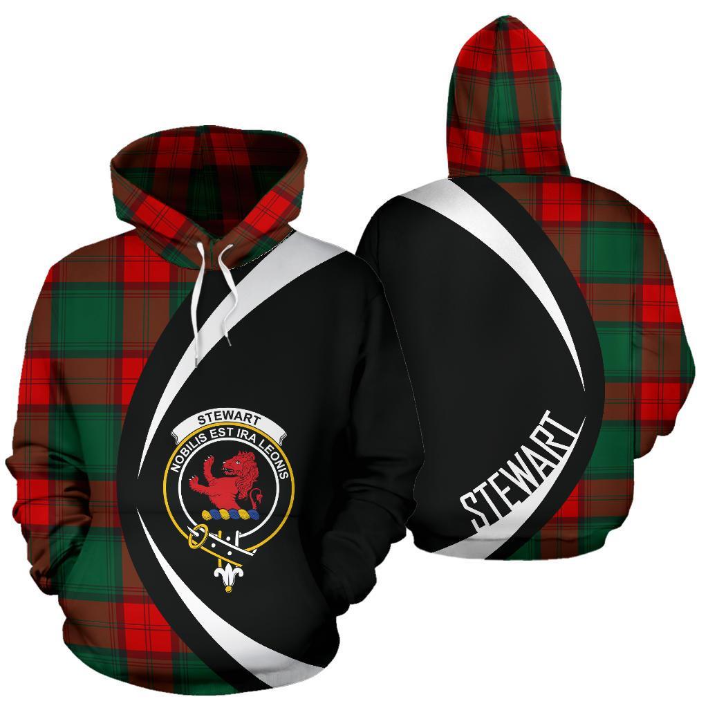 Printivon Stewart Atholl Modern Tartan Crest Hoodie Circle Style