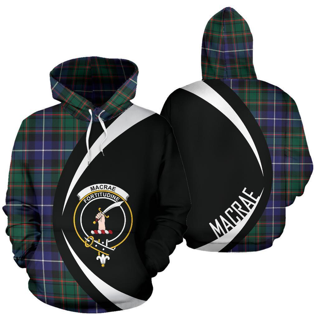 Printivon Macrae Hunting Modern Tartan Crest Hoodie Circle Style