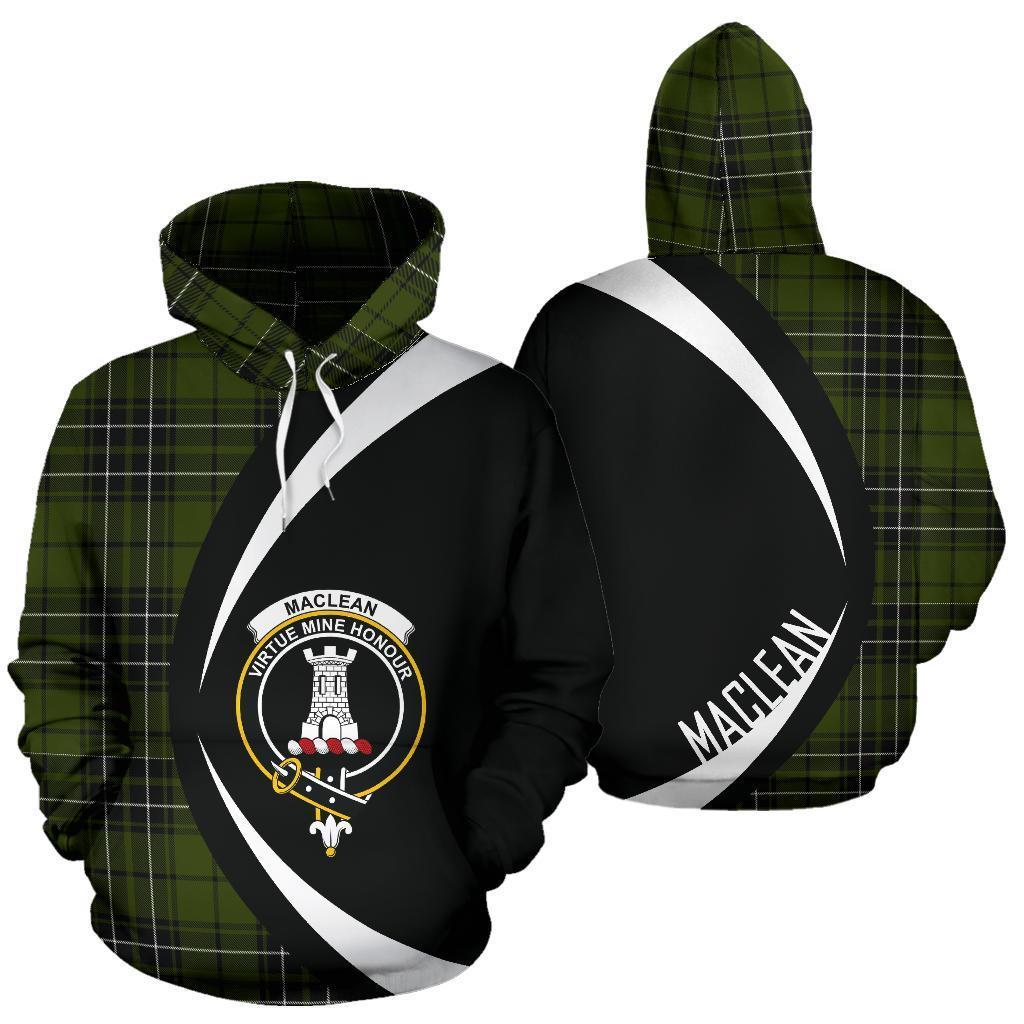 Printivon Maclean Hunting Tartan Crest Hoodie Circle Style