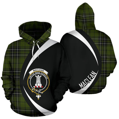 Printivon Maclean Hunting Tartan Crest Hoodie Circle Style