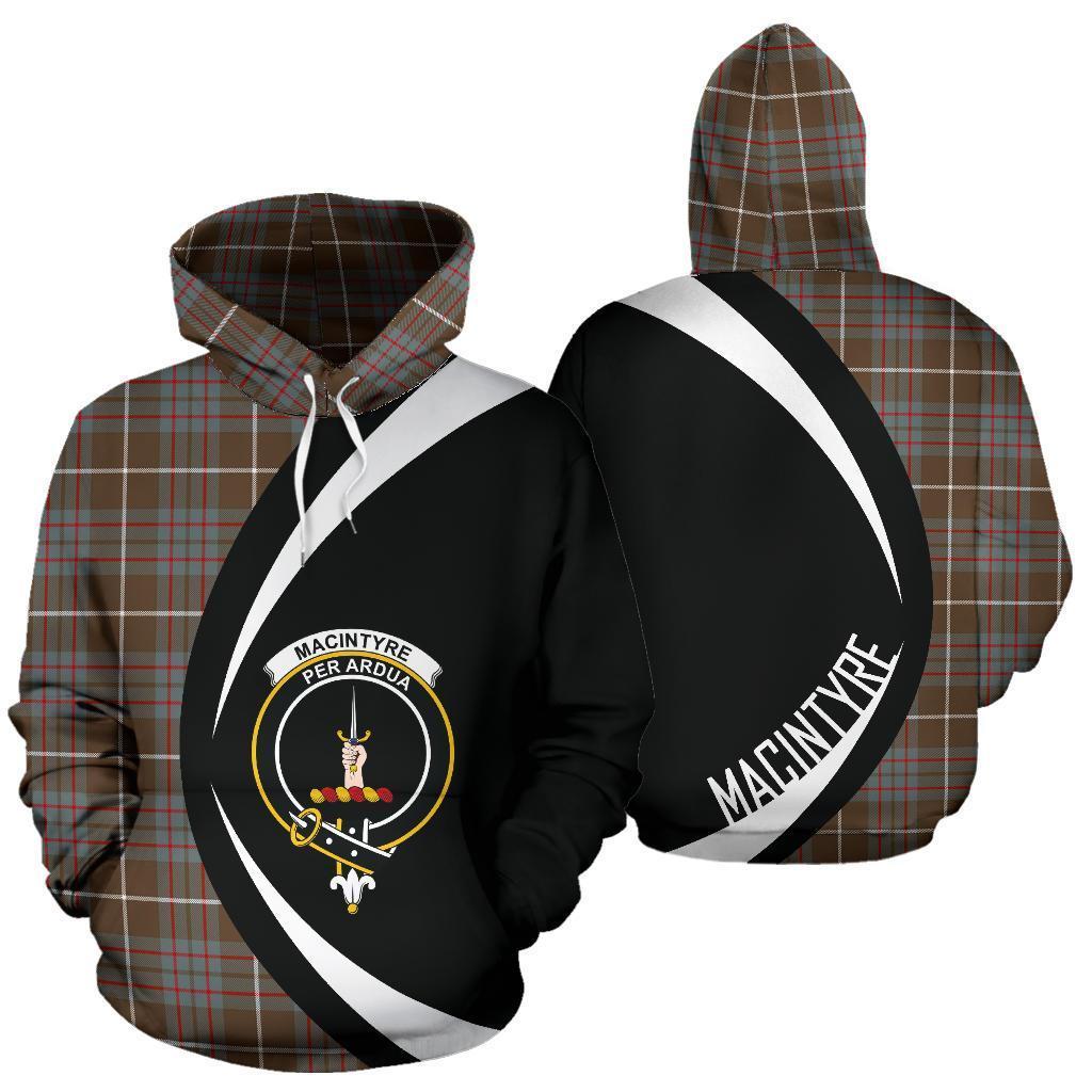Printivon Macintyre Hunting Weathered Tartan Crest Hoodie Circle Style
