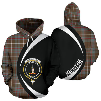 Printivon Macintyre Hunting Weathered Tartan Crest Hoodie Circle Style