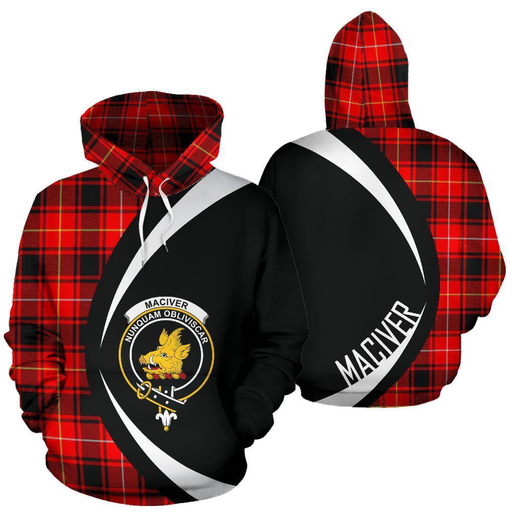 Printivon Maciver Modern Tartan Crest Hoodie Circle Style
