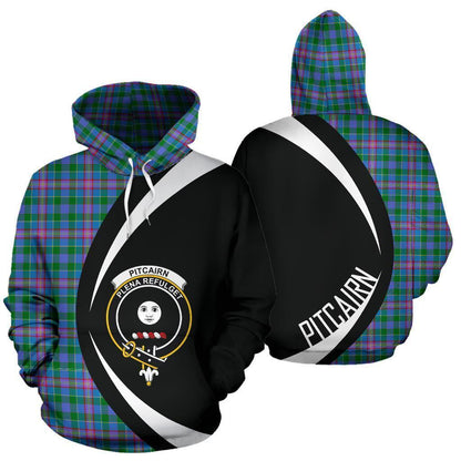 Printivon Pitcairn Hunting Tartan Crest Hoodie Circle Style