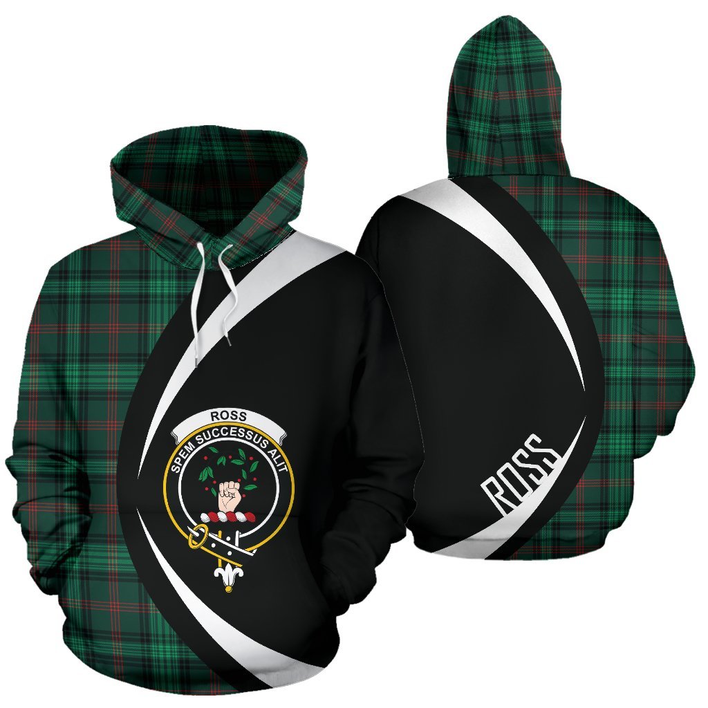 Printivon Ross Hunting Modern Tartan Crest Hoodie Circle Style
