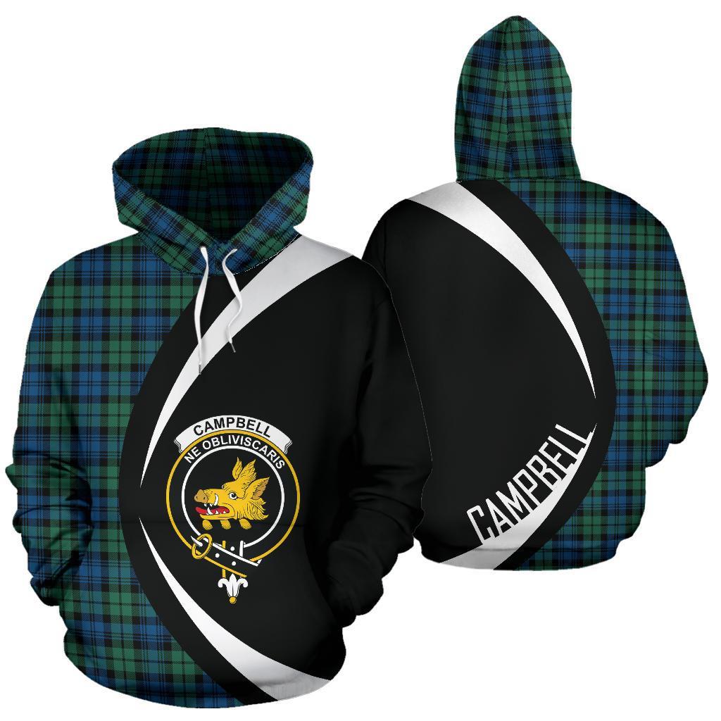 Printivon Campbell Ancient 02 Tartan Crest Hoodie Circle Style
