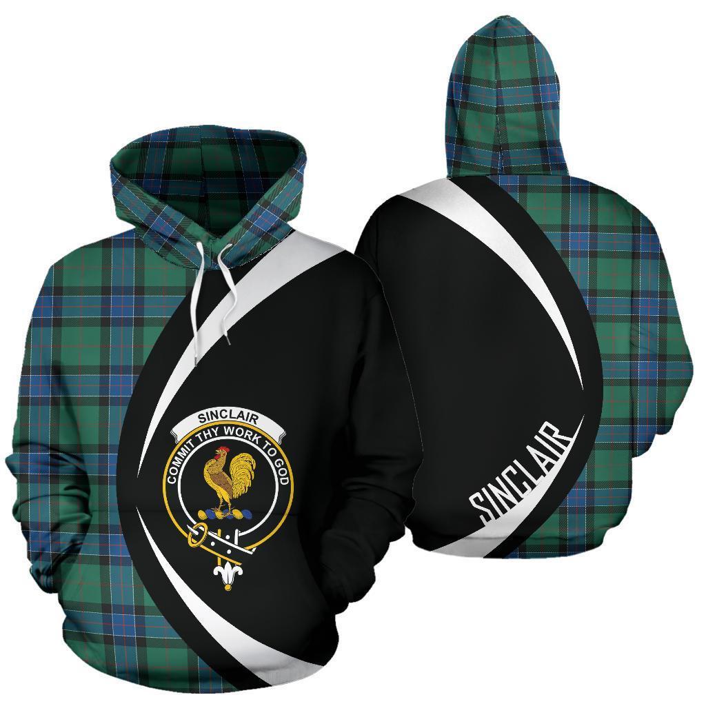 Printivon Sinclair Hunting Ancient Tartan Crest Hoodie Circle Style