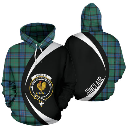 Printivon Sinclair Hunting Ancient Tartan Crest Hoodie Circle Style