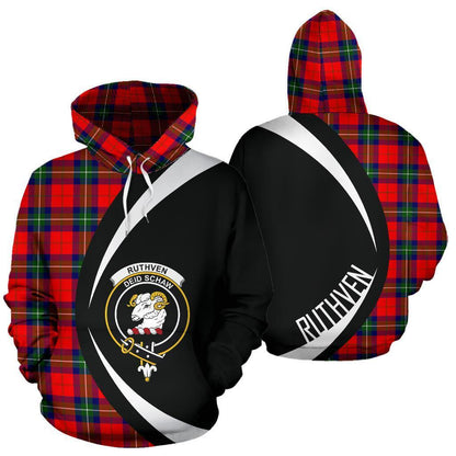 Printivon Ruthven Modern Tartan Crest Hoodie Circle Style