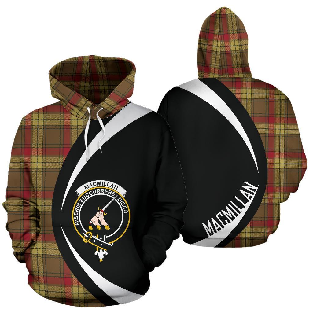 Printivon Macmillan Old Weathered Tartan Crest Hoodie Circle Style