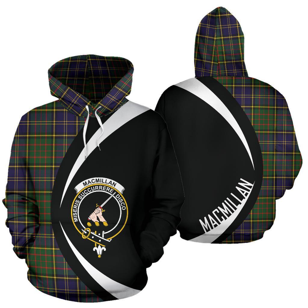 Printivon Macmillan Hunting Modern Tartan Crest Hoodie Circle Style