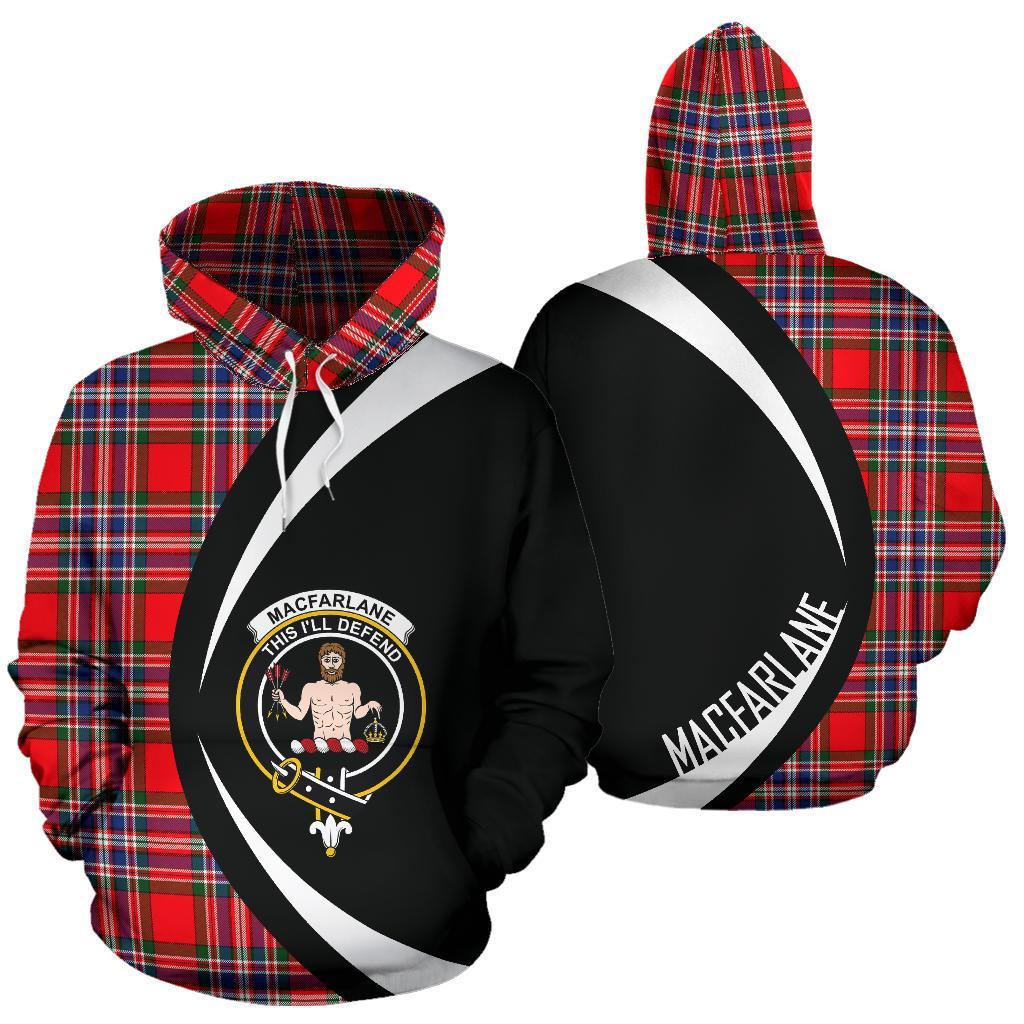 Printivon Macfarlane Modern Tartan Crest Hoodie Circle Style
