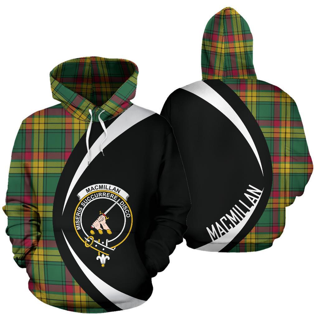 Printivon Macmillan Old Ancient Tartan Crest Hoodie Circle Style