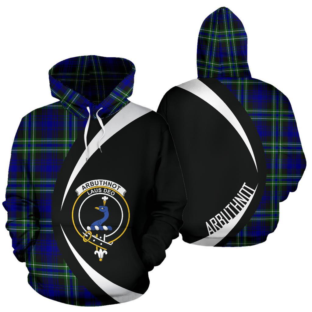 Printivon Arbuthnot Modern Tartan Crest Hoodie Circle Style