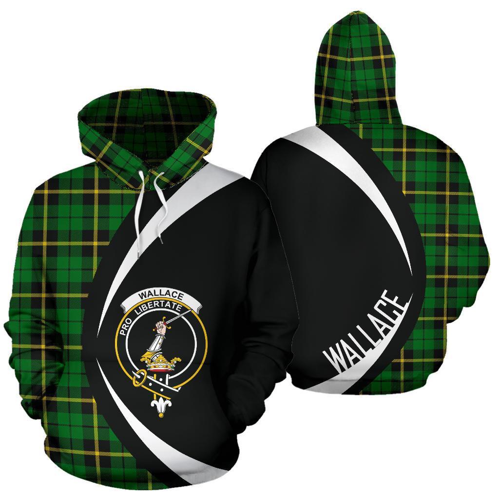 Printivon Wallace Hunting Green Tartan Crest Hoodie Circle Style