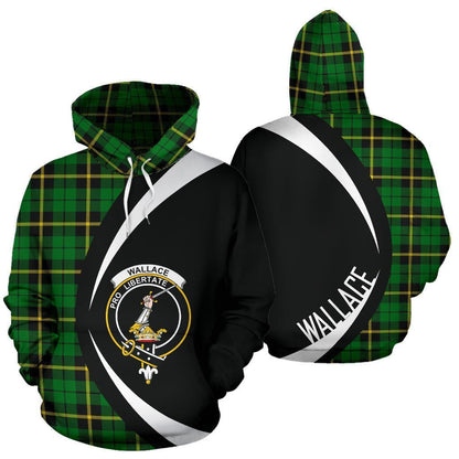 Printivon Wallace Hunting Green Tartan Crest Hoodie Circle Style