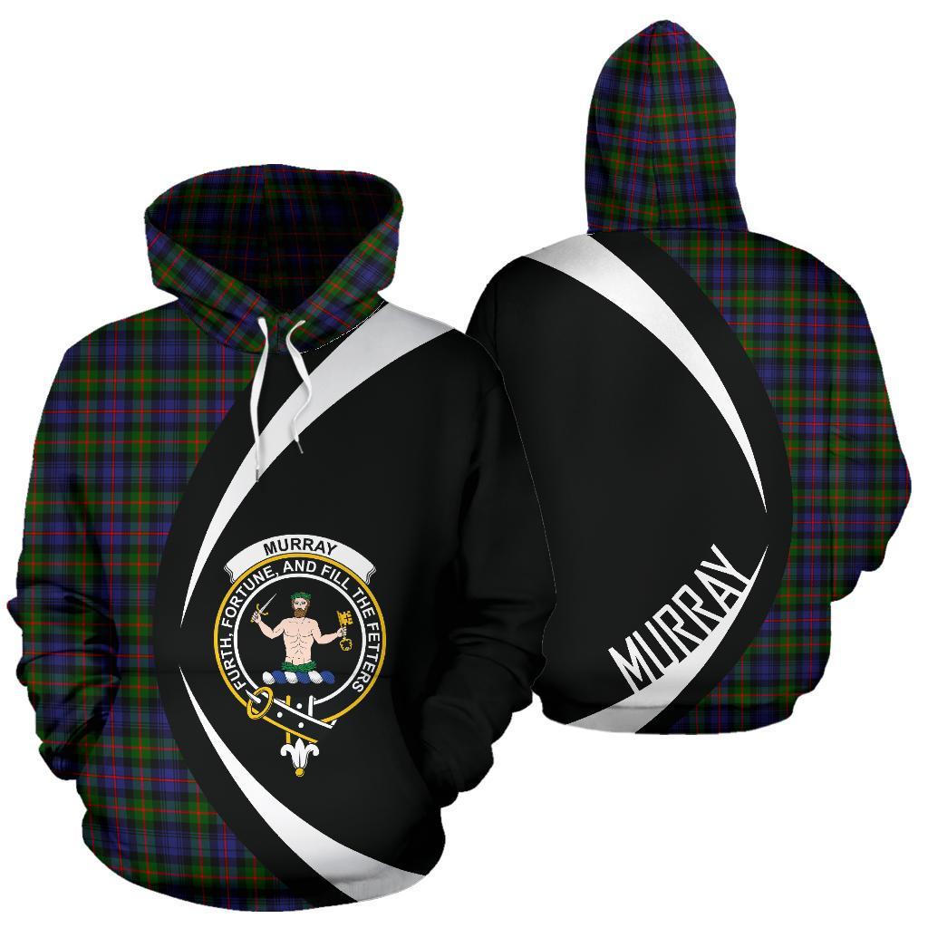 Printivon Murray Of Atholl Modern Tartan Crest Hoodie Circle Style