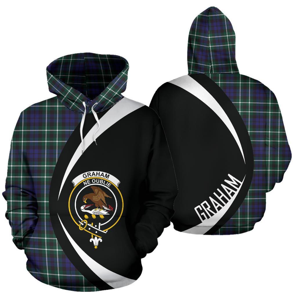 Printivon Graham Of Montrose Modern Tartan Crest Hoodie Circle Style