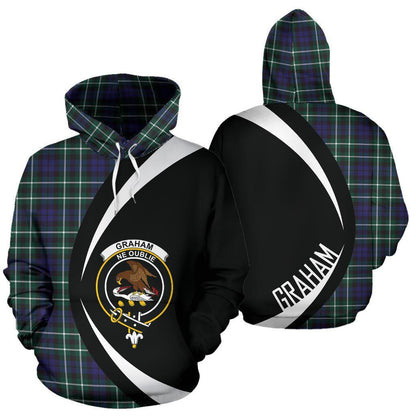 Printivon Graham Of Montrose Modern Tartan Crest Hoodie Circle Style