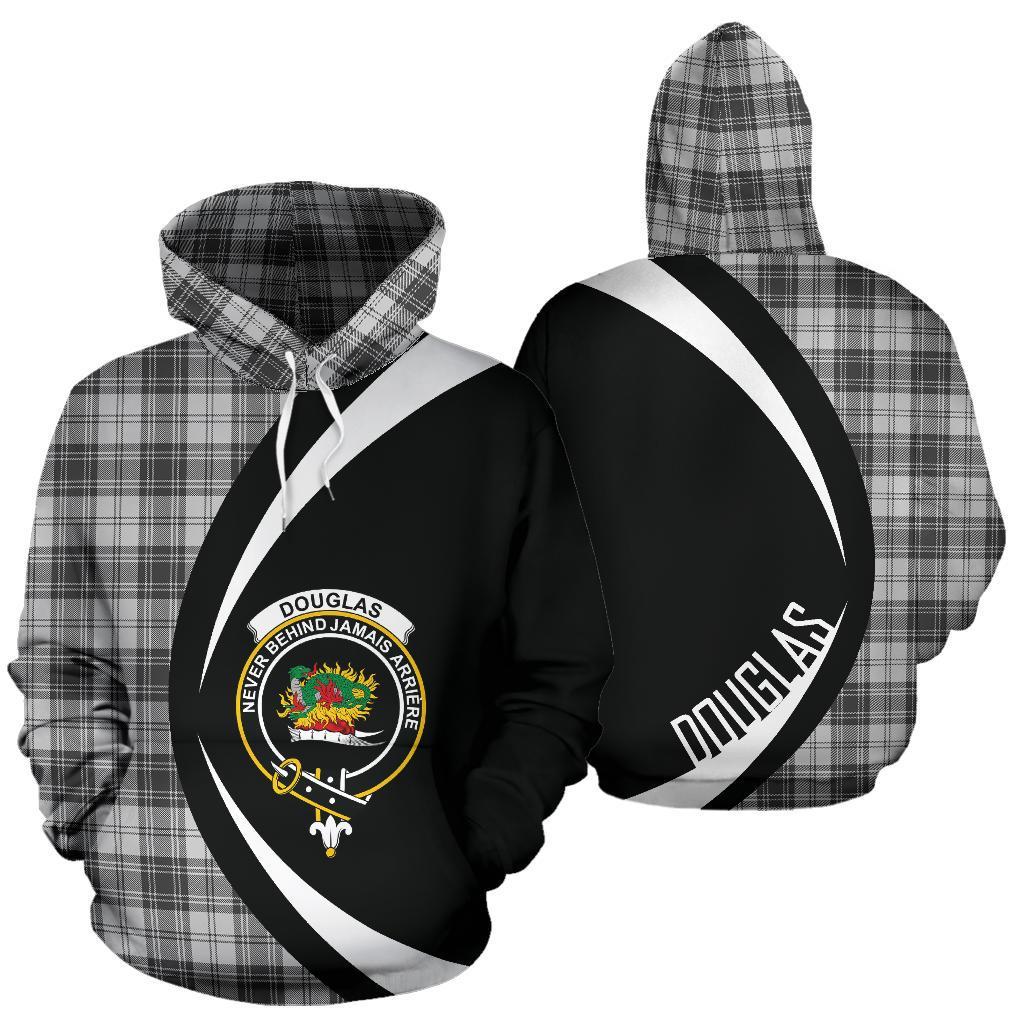 Printivon Douglas Grey Modern Tartan Crest Hoodie Circle Style