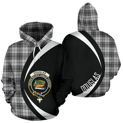 Printivon Douglas Grey Modern Tartan Crest Hoodie Circle Style