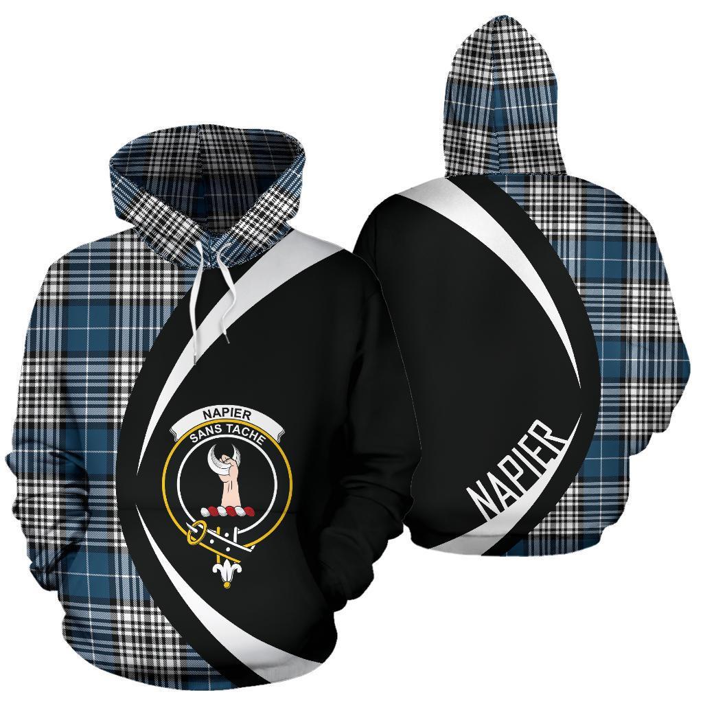 Printivon Napier Modern Tartan Crest Hoodie Circle Style