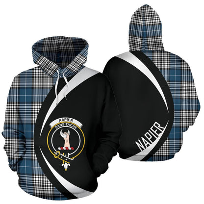 Printivon Napier Modern Tartan Crest Hoodie Circle Style