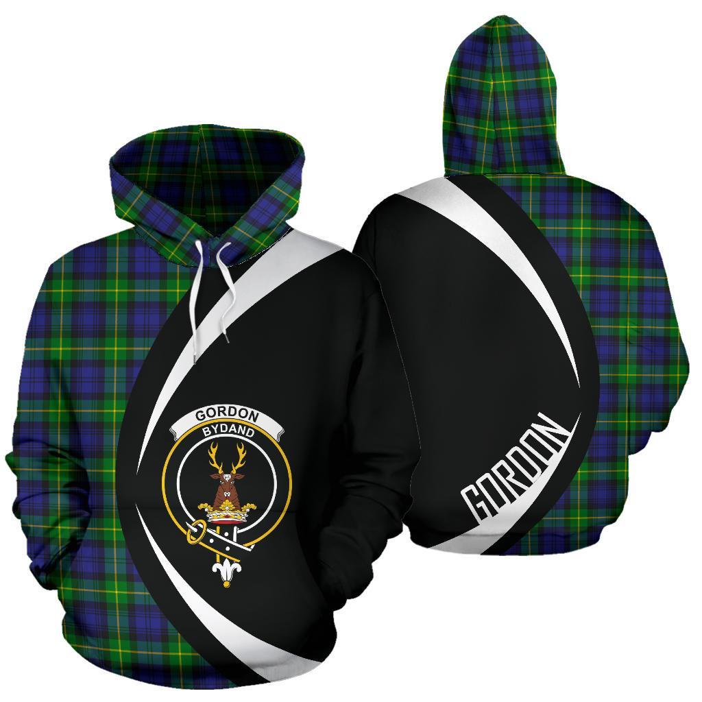 Printivon Gordon Modern Tartan Crest Hoodie Circle Style