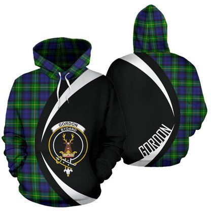 Printivon Gordon Modern Tartan Crest Hoodie Circle Style