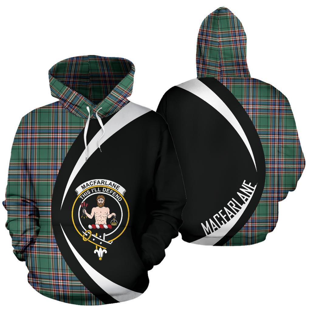 Printivon Macfarlane Hunting Ancient Tartan Crest Hoodie Circle Style