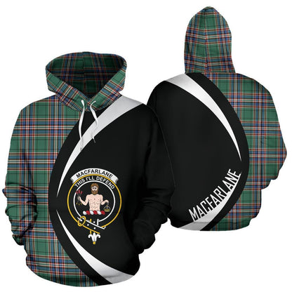 Printivon Macfarlane Hunting Ancient Tartan Crest Hoodie Circle Style
