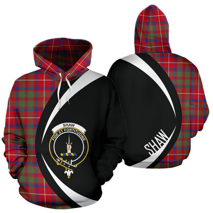Printivon Shaw Red Modern Tartan Crest Hoodie Circle Style
