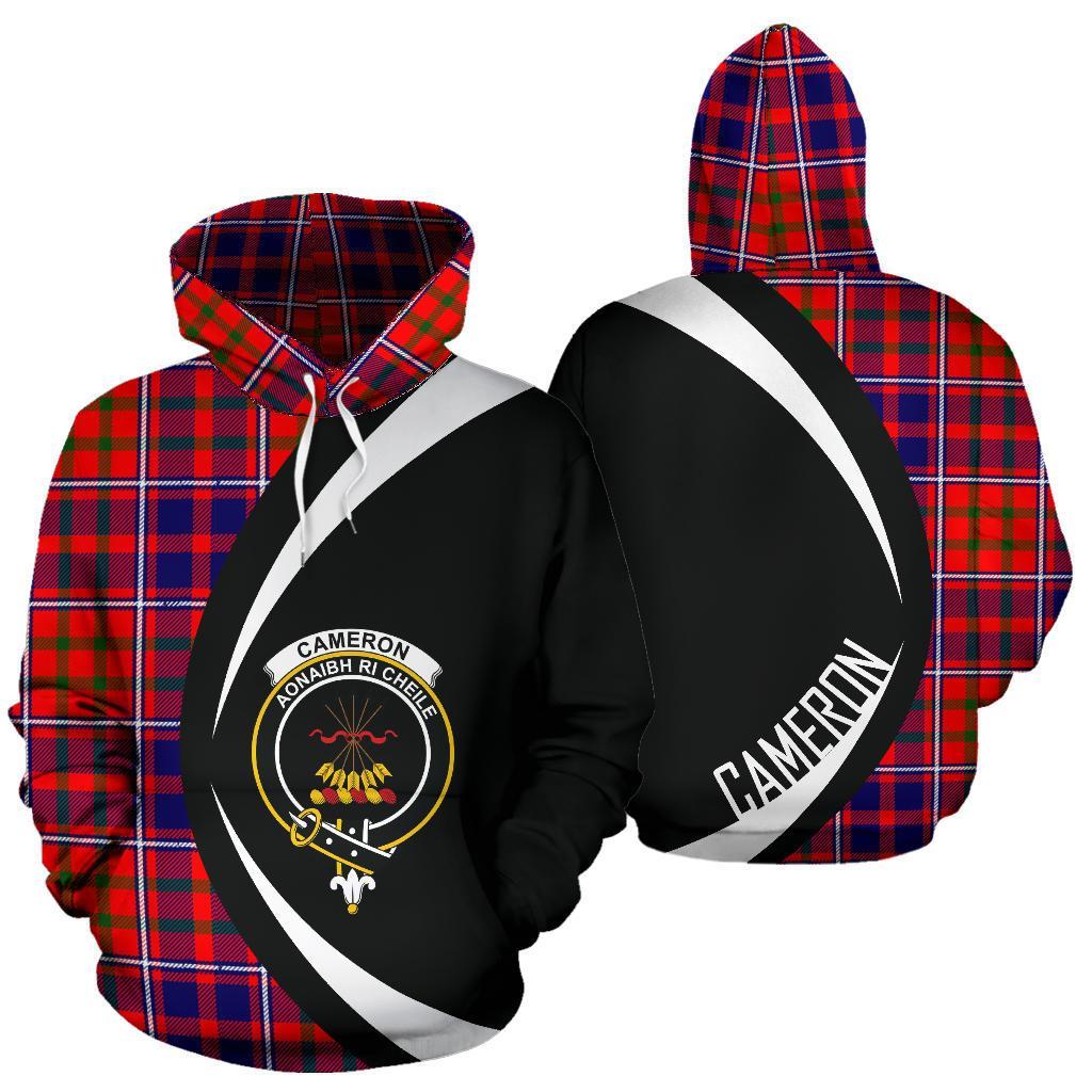 Printivon Cameron Of Lochiel Modern Tartan Crest Hoodie Circle Style