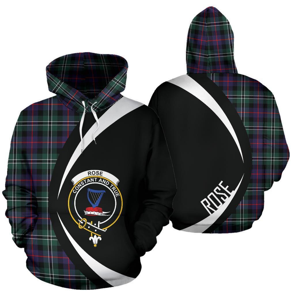 Printivon Rose Hunting Modern Tartan Crest Hoodie Circle Style