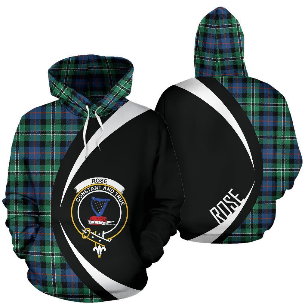 Printivon Rose Hunting Ancient Tartan Crest Hoodie Circle Style