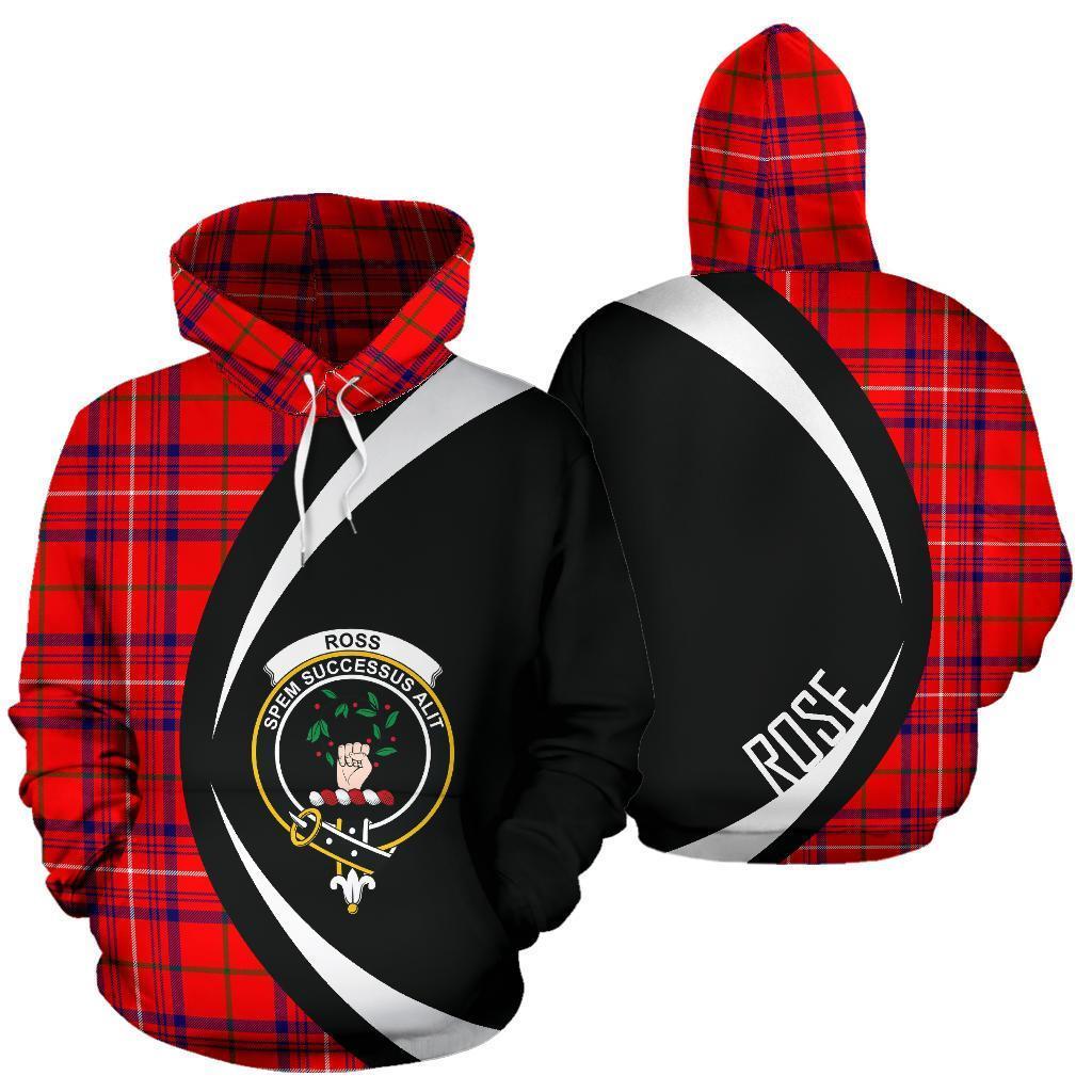 Printivon Rose Modern Tartan Crest Hoodie Circle Style
