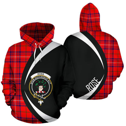 Printivon Rose Modern Tartan Crest Hoodie Circle Style