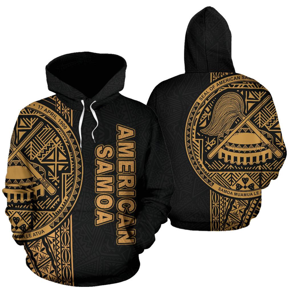 American Samoa Polynesian Hoodie Yellow Line