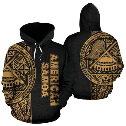 American Samoa Polynesian Hoodie Yellow Line
