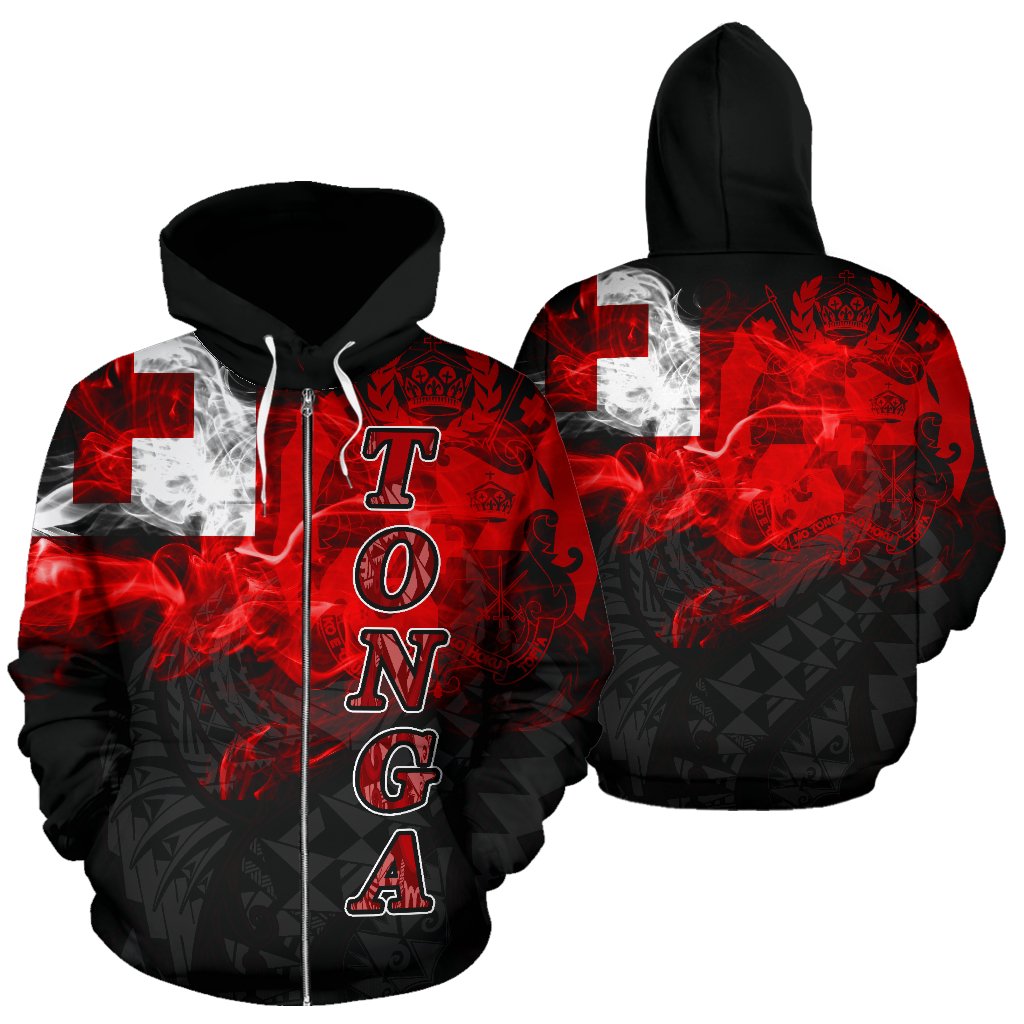 Tonga Polynesian Zip Up Hoodie Smoking Style