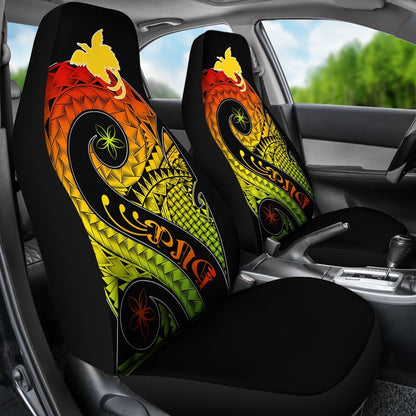 Papua New Guinea Car Seat Covers PNG Bird And Polynesian Decorative Pattern