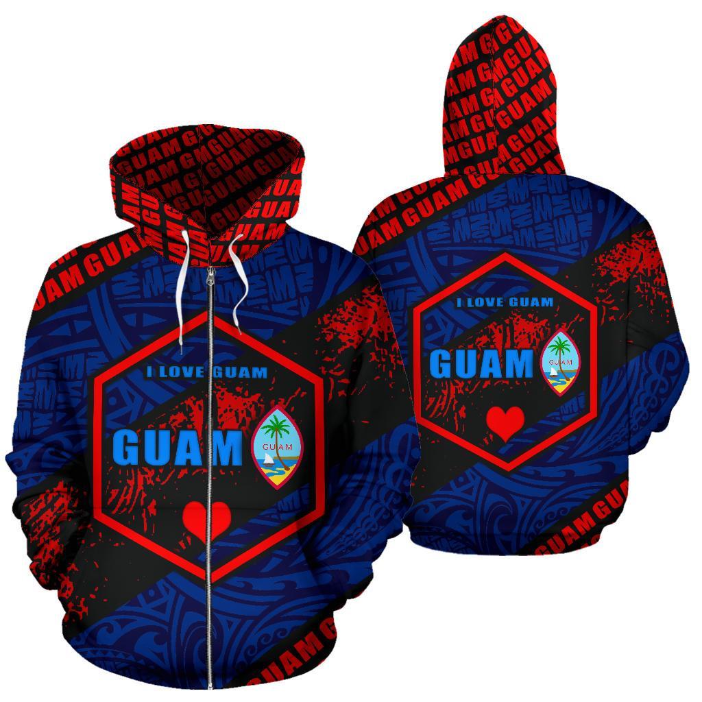 Guam Polynesian Zip Up Hoodie I Love Guam
