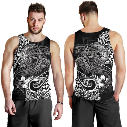American Samoa Men's Tank Top White Shark Polynesian Tattoo