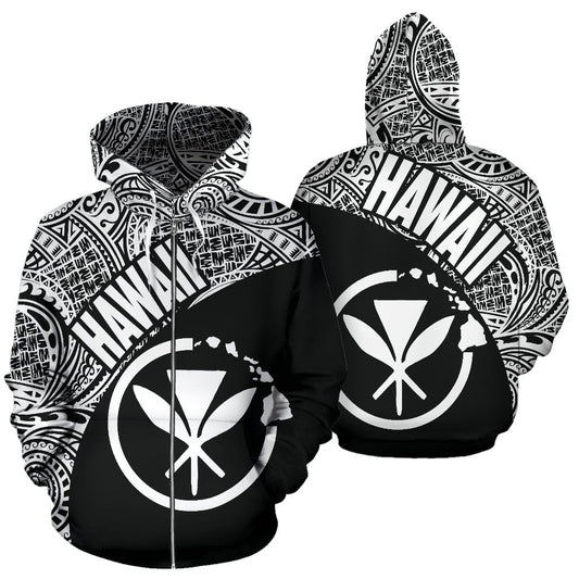 Hawaii Zip-Up Hoodie Hawaii Kanaka Maoli Polynesian Tattoo 01 Th9