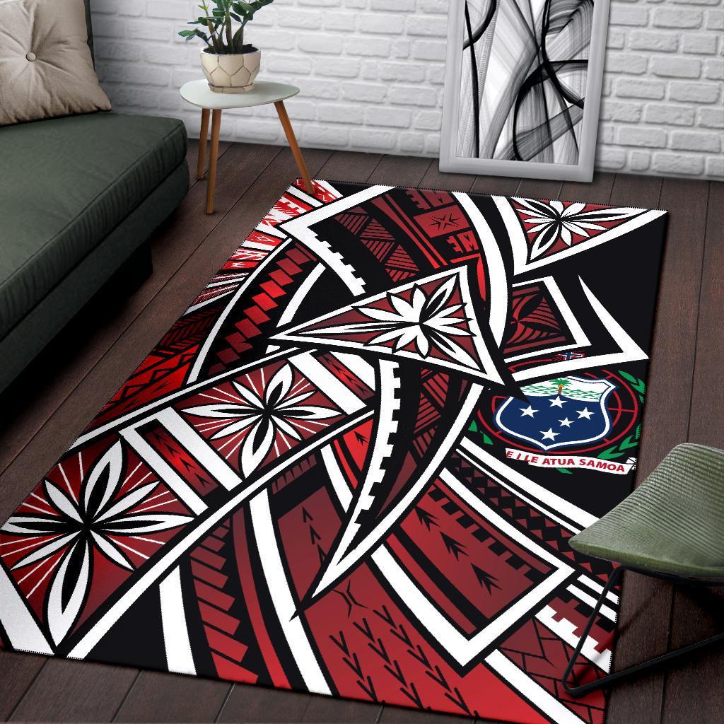 Samoa Area Rug Tribal Flower Special Pattern Red Color